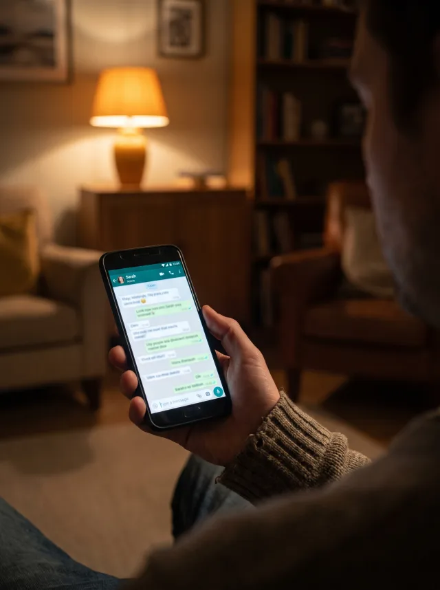 A buyer replying to Signal on WhatsApp late in the evening